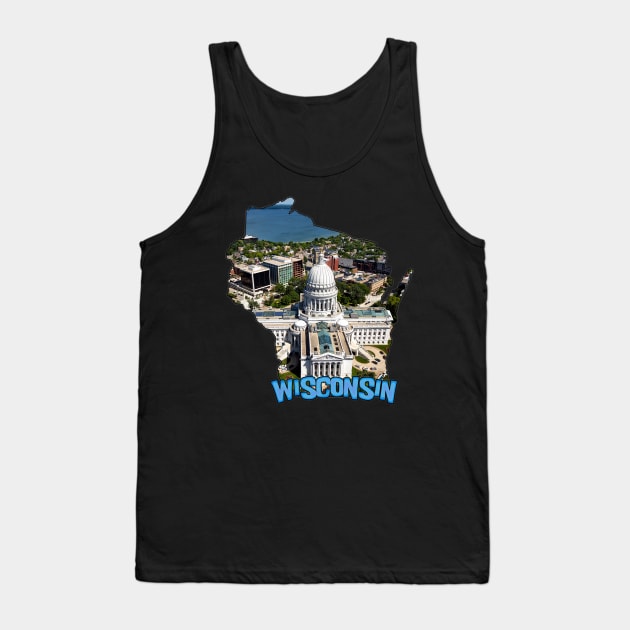 Wisconsin State Outline (Madison) Tank Top by gorff